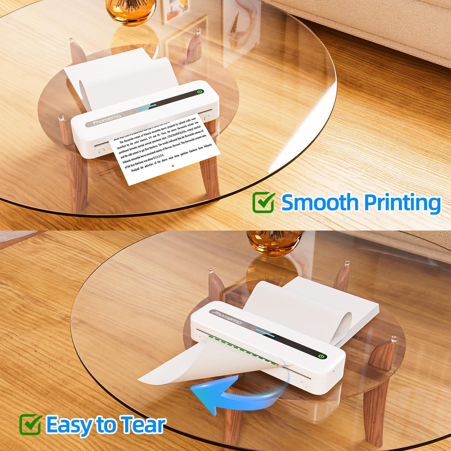 Phomemo 8.5 x 11 Inch Thermal Printer Paper, 100 Sheets US Letter Continuous Folding Thermal Paper, Compatible with M832 M08F M835 M834 M833 and Other Letter Size Portable Thermal Printers