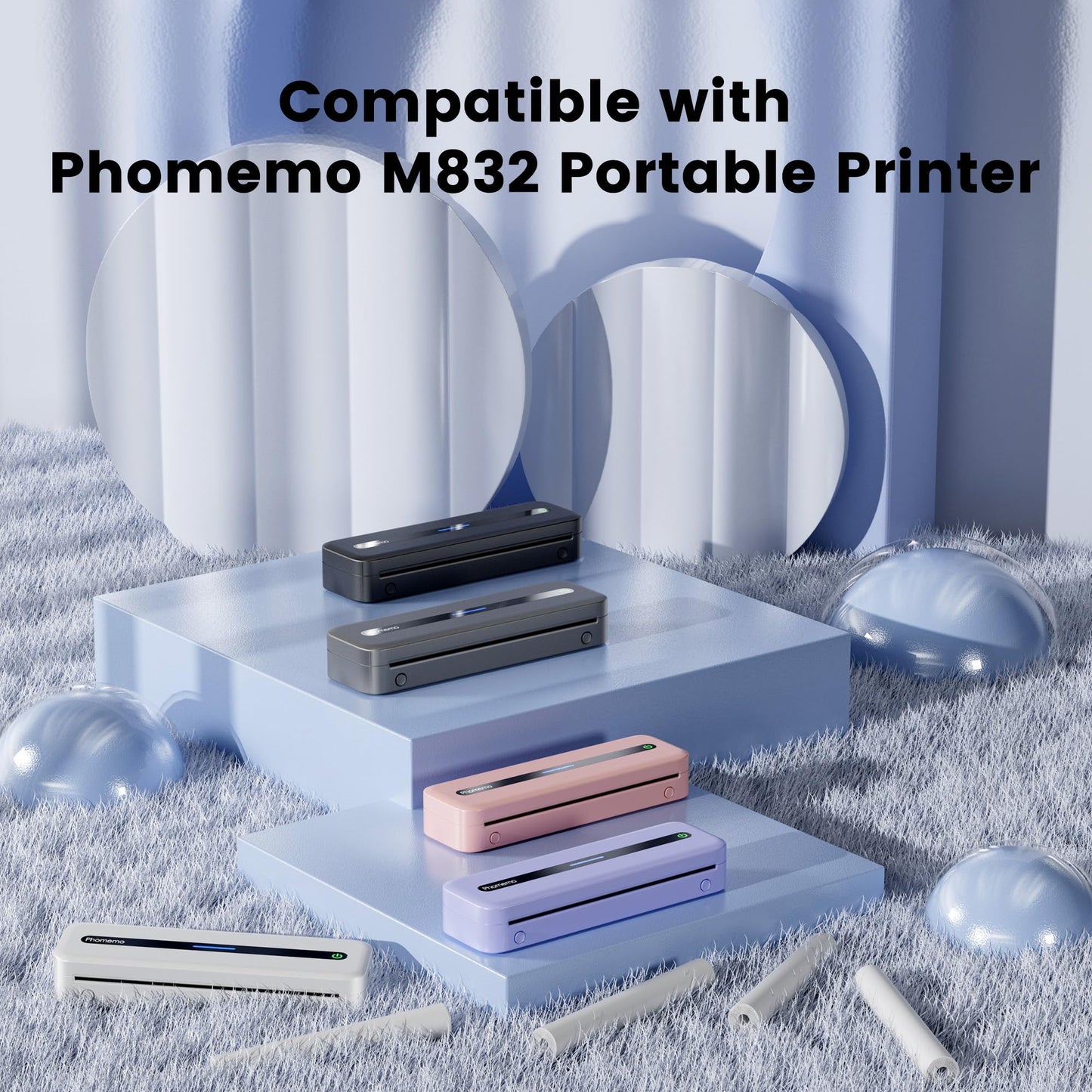 Phomemo Papier D'impression Thermique A4 4 Rouleaux, 210x297 mm, Sans Bisphénol A, Compatible avec L'imprimante Portable Phomemo M832/M834, pour Voyage, Maison, Photo, 20 Feuilles/Rouleau