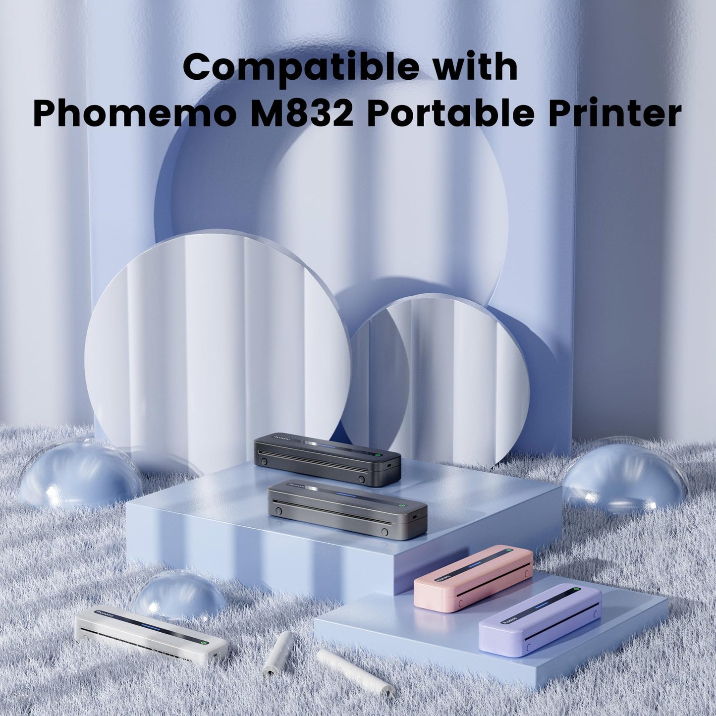 Phomemo A4 Thermal Paper 2 Rolls, Compatible with Phomemo M832/M834 Portable Printer for Travel, Home, Photo, Invoice, Contract, 210x297 mm BPA Free Thermal Printer Paper, 20 Sheets/Roll