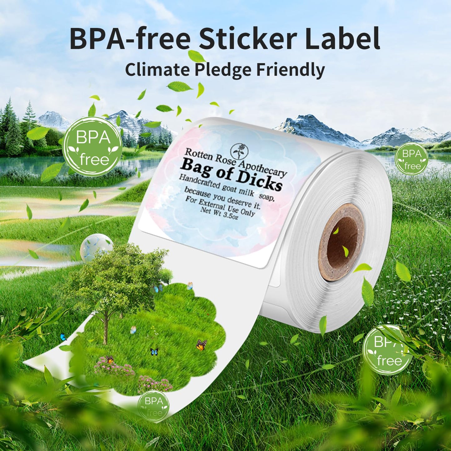 Phomemo 3 Rolls M110 Thermal Transfer Labels Round - Multifunctional Adhesive Labels, 3 Rolls 50x50mm (1.57 x 1.57 inch) Colorful Round Labels, 140 Labels/Roll, 3 Rolls Total