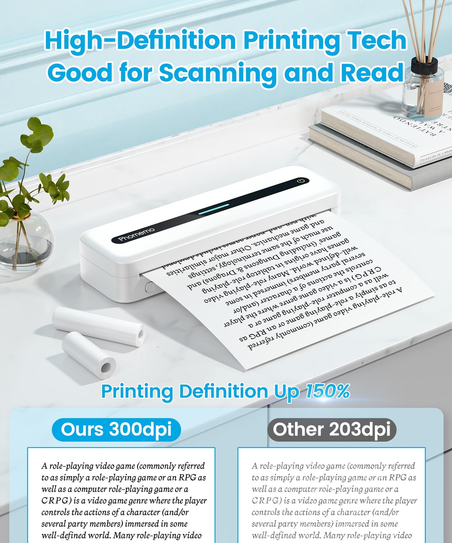 Phomemo Portable Printer,Portable Printers Wireless for Travel,M832 Thermal Inkless Printer Support 8.5'' x 11'' US Letter Thermal Paper,Mobile Printer Compatible with Phone,Laptop for Office,Home,Car