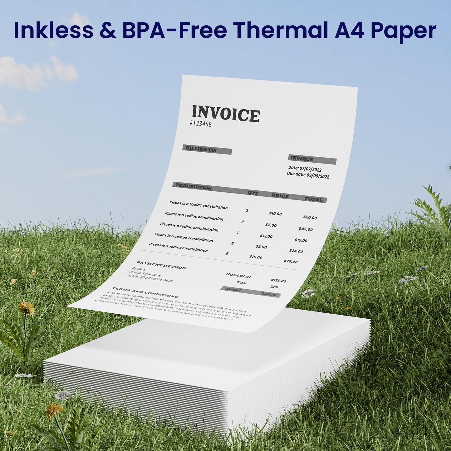 Phomemo A4 Imprimante Papier, Papier thermique blanc ¨¤ s¨¦chage rapide pour imprimante thermique portable A4 M08F/P831/M832/M833/M834/M835, 8.27'' x 11.69''(210mm x 297mm), 100 feuilles/bo?te