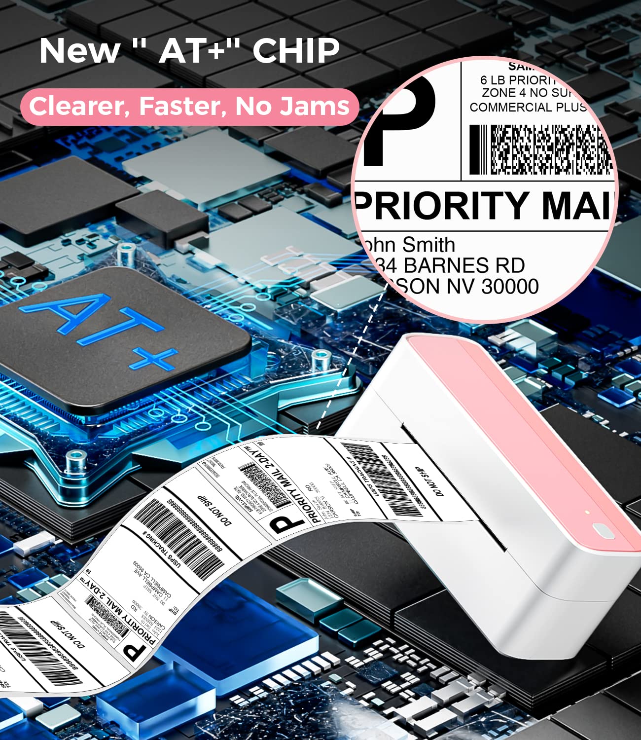 Phomemo Bluetooth etiket yazıcı, DHL termal yazıcı 4x6 etiket yazıcı, Bluetooth etiketleme cihazı Barkod için Etiket Yazıcı, Amazon, Etsy, Shopify, Royal Mail, DHL, FedEx, UPS-Rosa