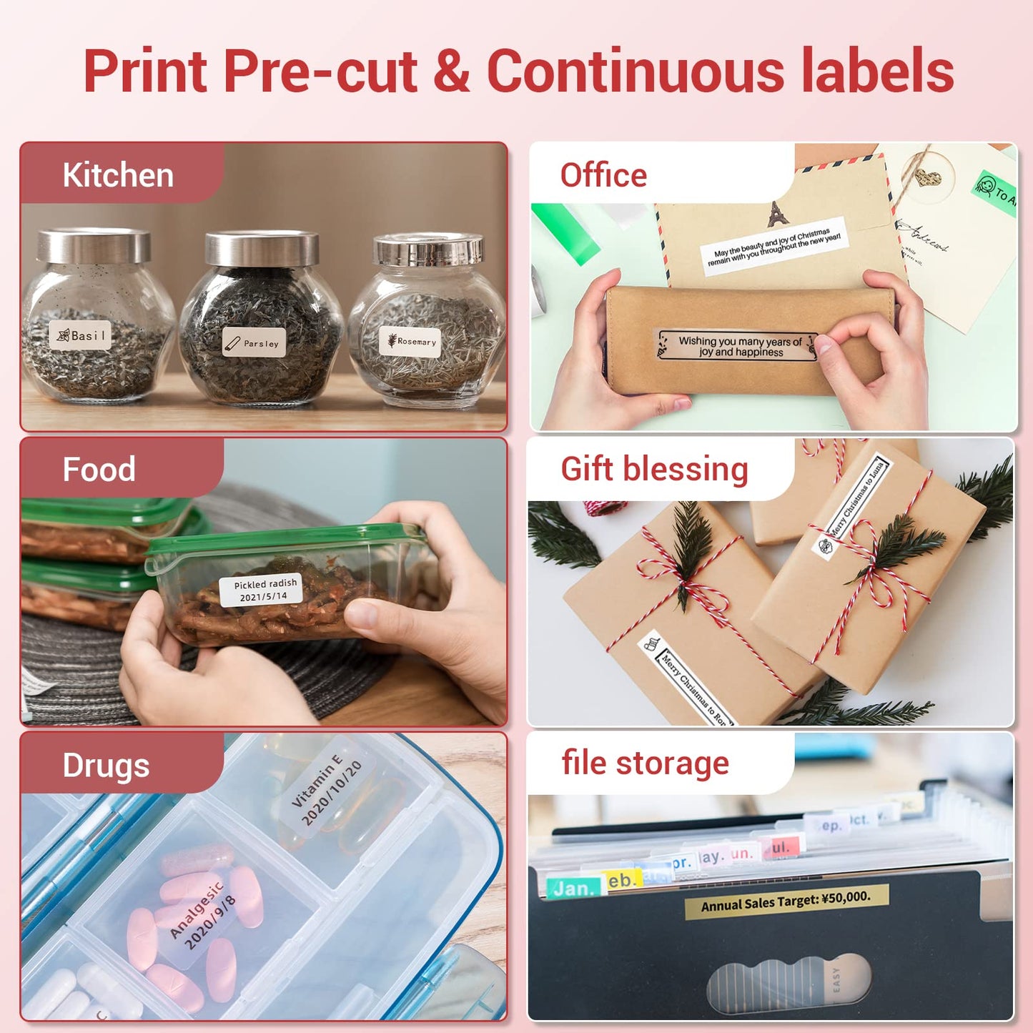 Phomemo Q30S Bluetooth Label Maker Machine with tape,Mini Thermal Wireless Label Printer Handheld for iOS & Android, Portable Sticker labeling Machine for Home,OfficeSchool-With 1 Roll Label (Pink)