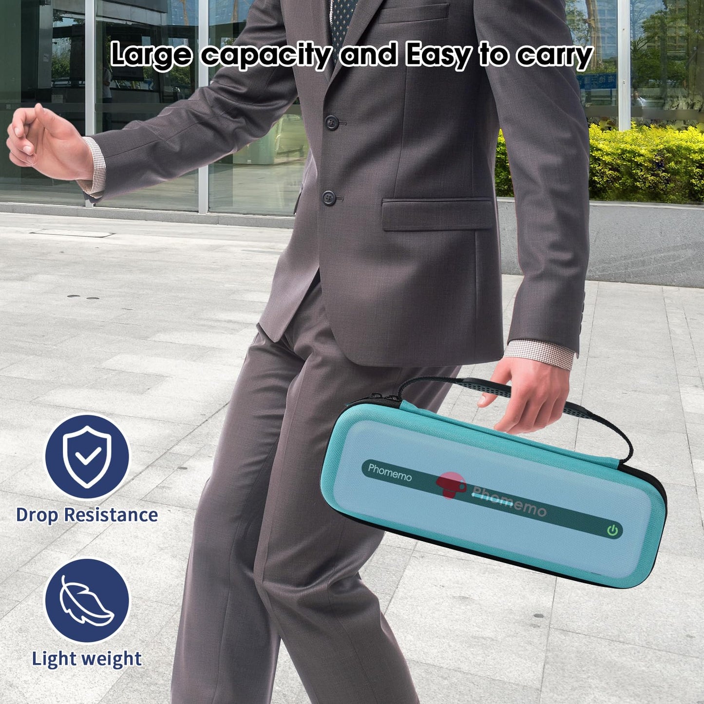 Phomemo Carrying Storage Box, Compatible with M832 Portable Printer, for Wireless Mobile Travel Printer Storage USB Cable & Holder Paper (Box Only), Green
