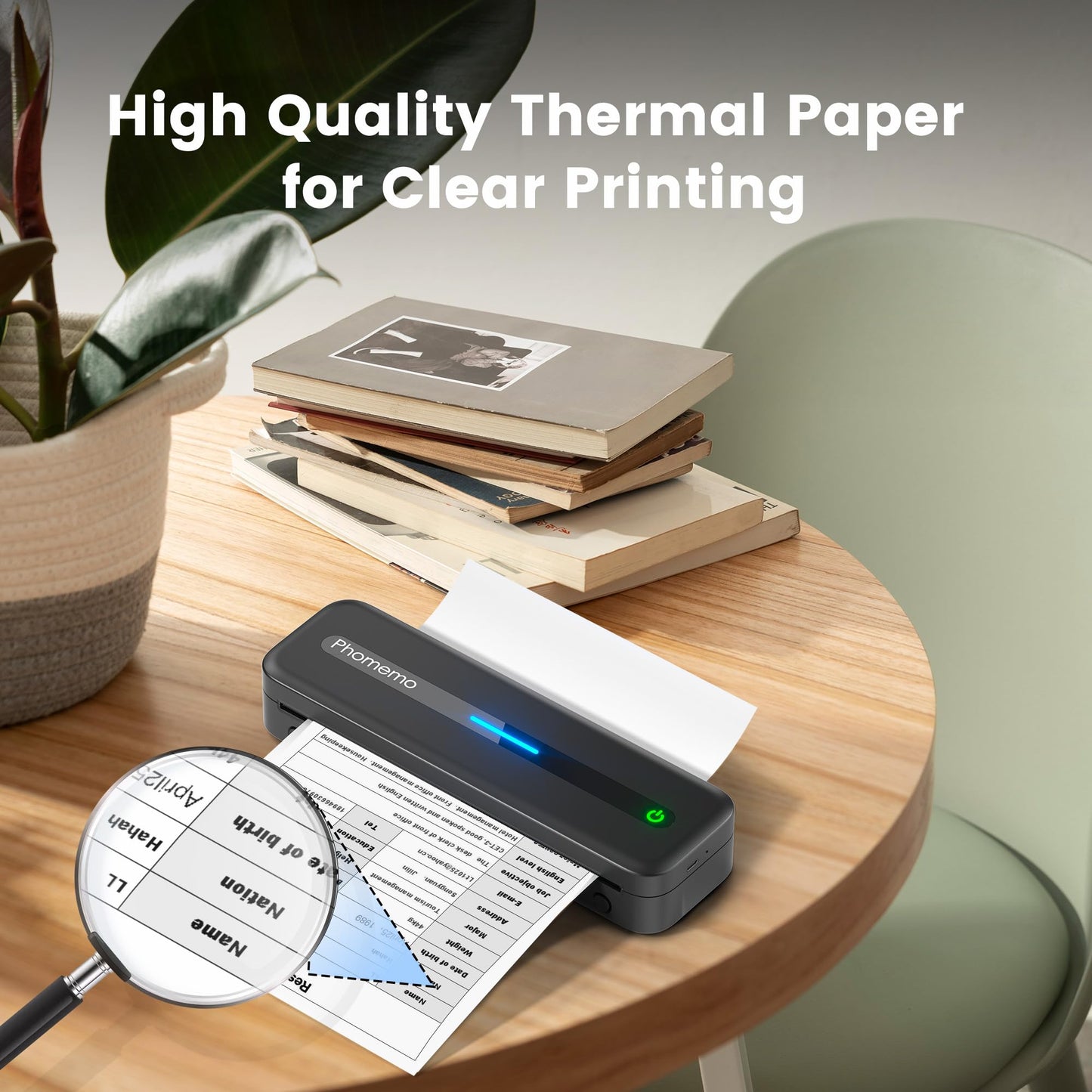Phomemo A4 Thermal Paper 2 Rolls, Compatible with Phomemo M832/M834 Portable Printer for Travel, Home, Photo, Invoice, Contract, 210x297 mm BPA Free Thermal Printer Paper, 20 Sheets/Roll