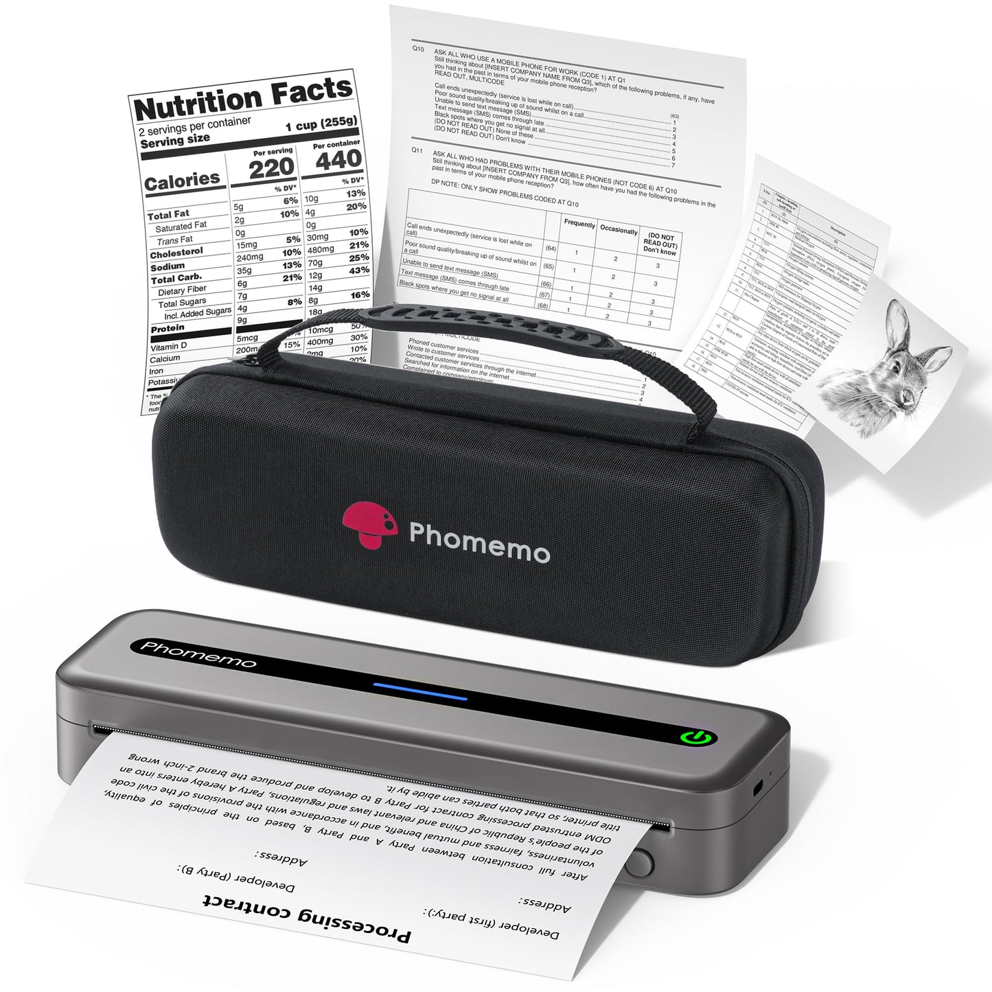 Phomemo Portable Printers Wireless for Travel,M832 Bluetooth Thermal Printer, Wireless 8.5'' x 11'' Letter Mobile Printer for Buisness Travel,Home,Office,School, Compatible with Phone,Laptop,with Case