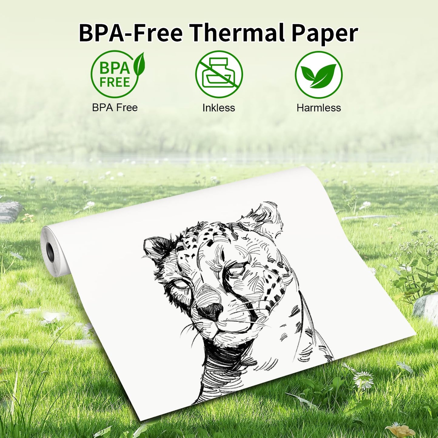 Phomemo 2 rollos de papel para impresora térmica, tamaño carta de EE. UU., 216 mm x 6,5 m, compatible con Phomemo P831/M832/M833/M834/M835 Impresora portátil A4, para viajes, hogar, foto, factura, 2