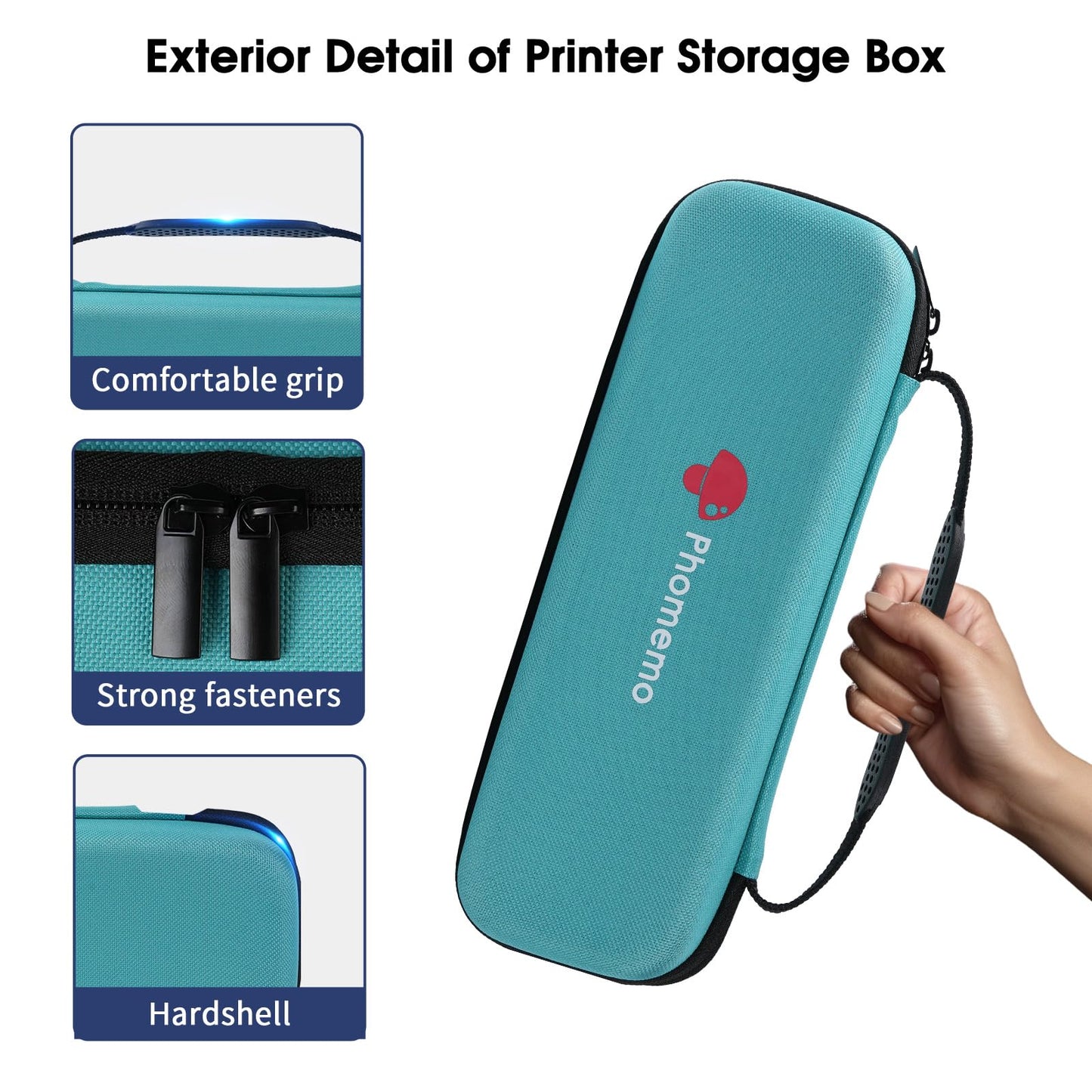 Phomemo Carrying Storage Box, Compatible with M832 Portable Printer, for Wireless Mobile Travel Printer Storage USB Cable & Holder Paper (Box Only), Green