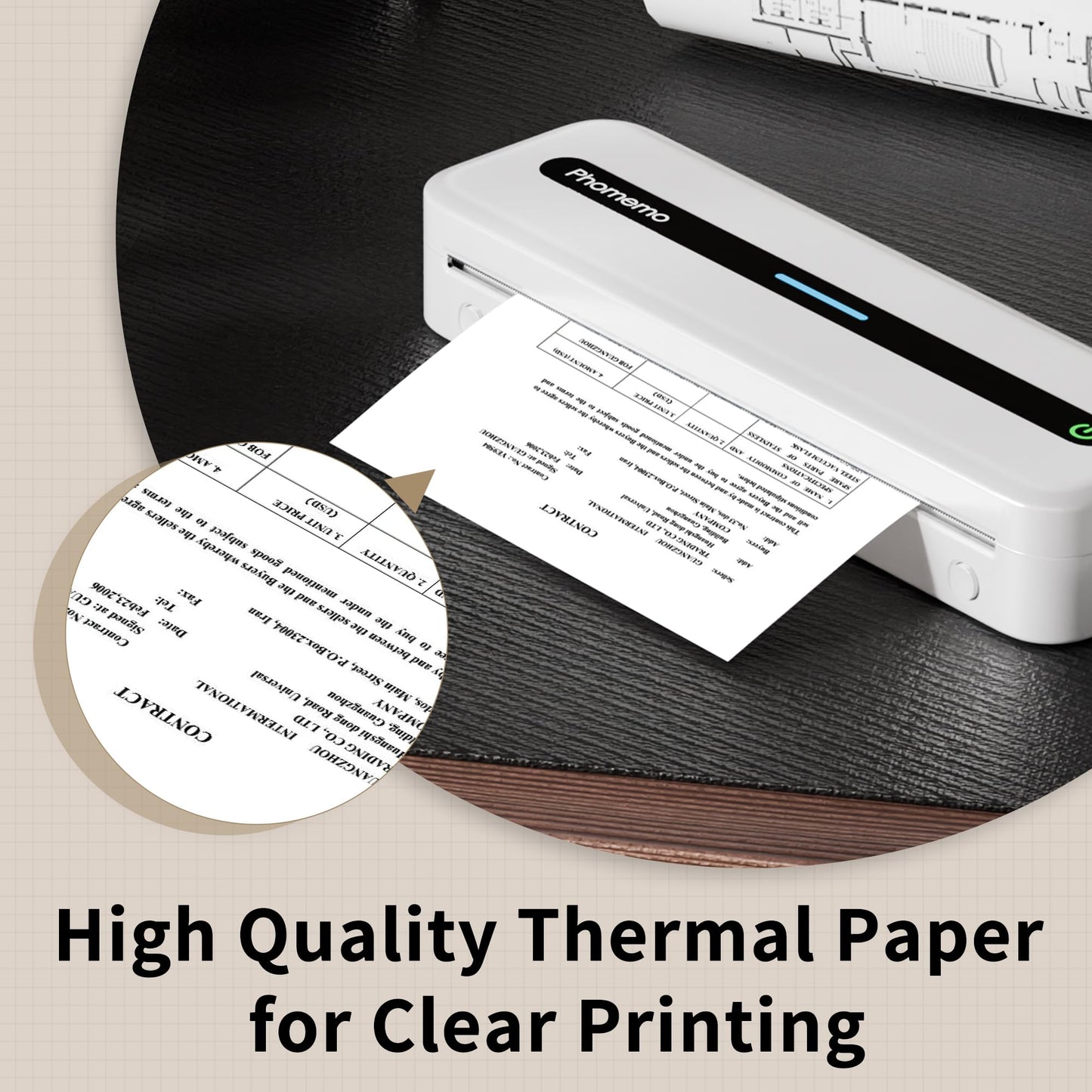 Phomemo A4 Thermal Printer Paper,8.27''x 11.69'',Supports Continuous Printing,Suitable for Travel,Business,Office,BPA Free Thermal Paper,23 Sheets/Roll,2Roll