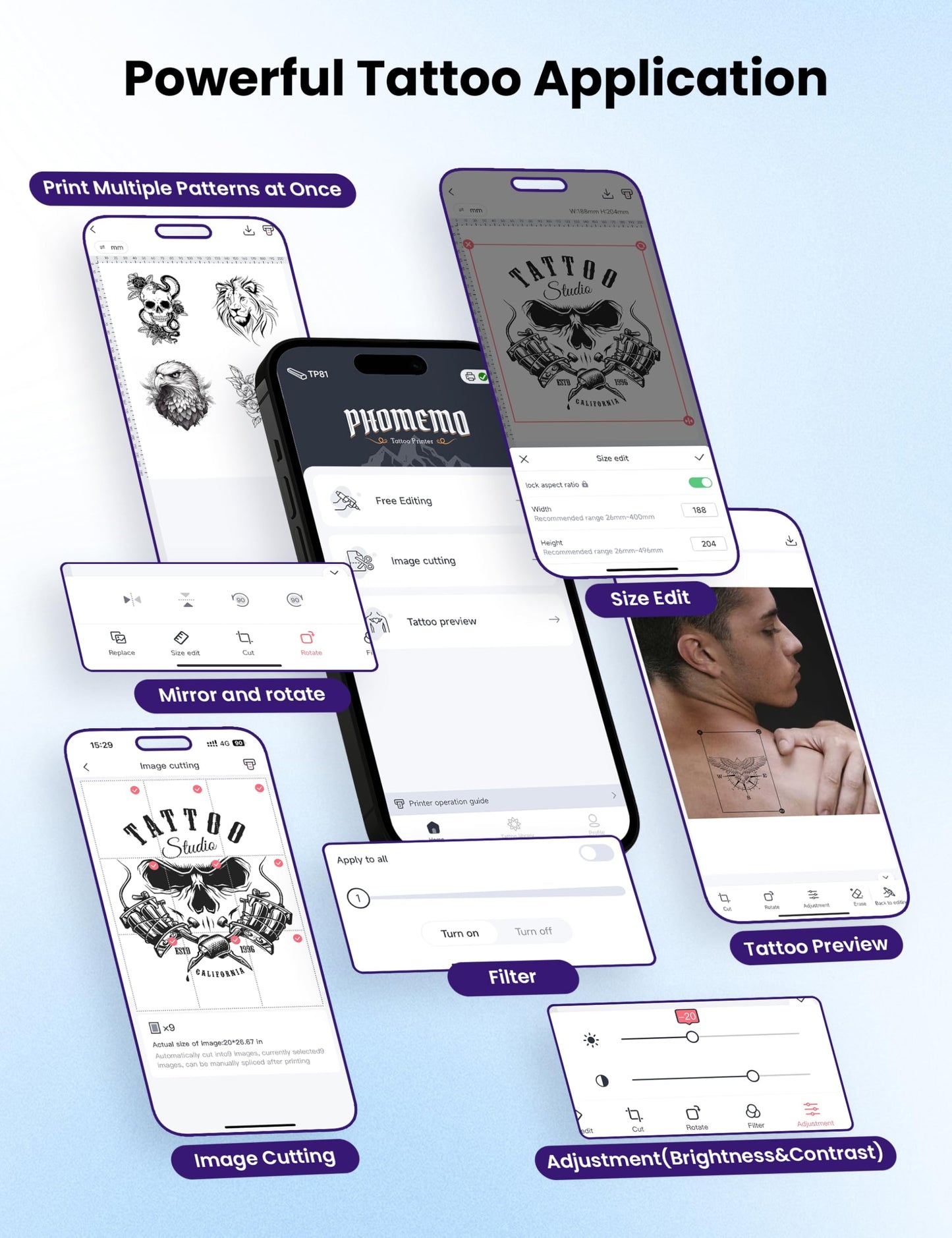 Phomemo Pink Tattoo Stencil Printer, TP81 Wireless Tattoo Printer Machine with 10 Pcs Tattoo Transfer Paper, Bluetooth Stencil Printer for Tattoo Artist/Beginner/Temporary Tattoo, 203 dpi