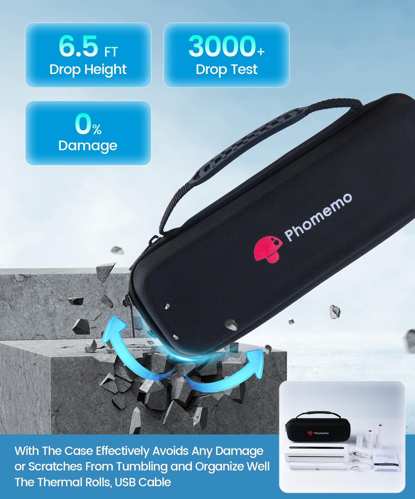Phomemo Portable Printers Wireless for Travel, M832 Inkless Thermal Printer Supports US Letter Thermal Paper, Wireless Bluetooth Printer Compatible with Phone & Laptop, for Business, Office, School
