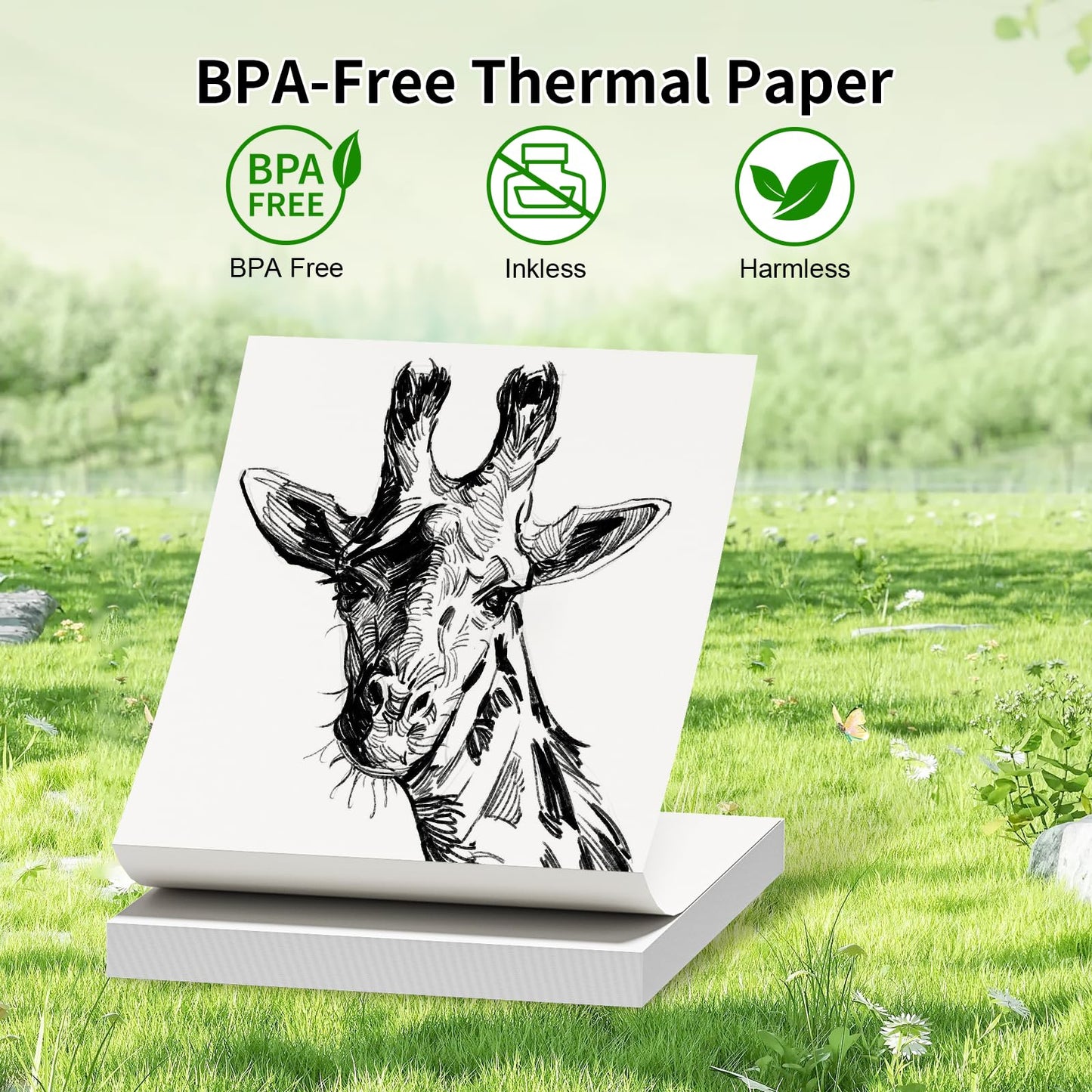 Phomemo Papel plegable sin fin tamaño carta estadounidense, 216 mm x 279 mm (8,5'' x 10,98''), compatible con Phomemo M08/M831/M832/M833/M834, impresora portátil A4, para negocios, fotos, facturas,