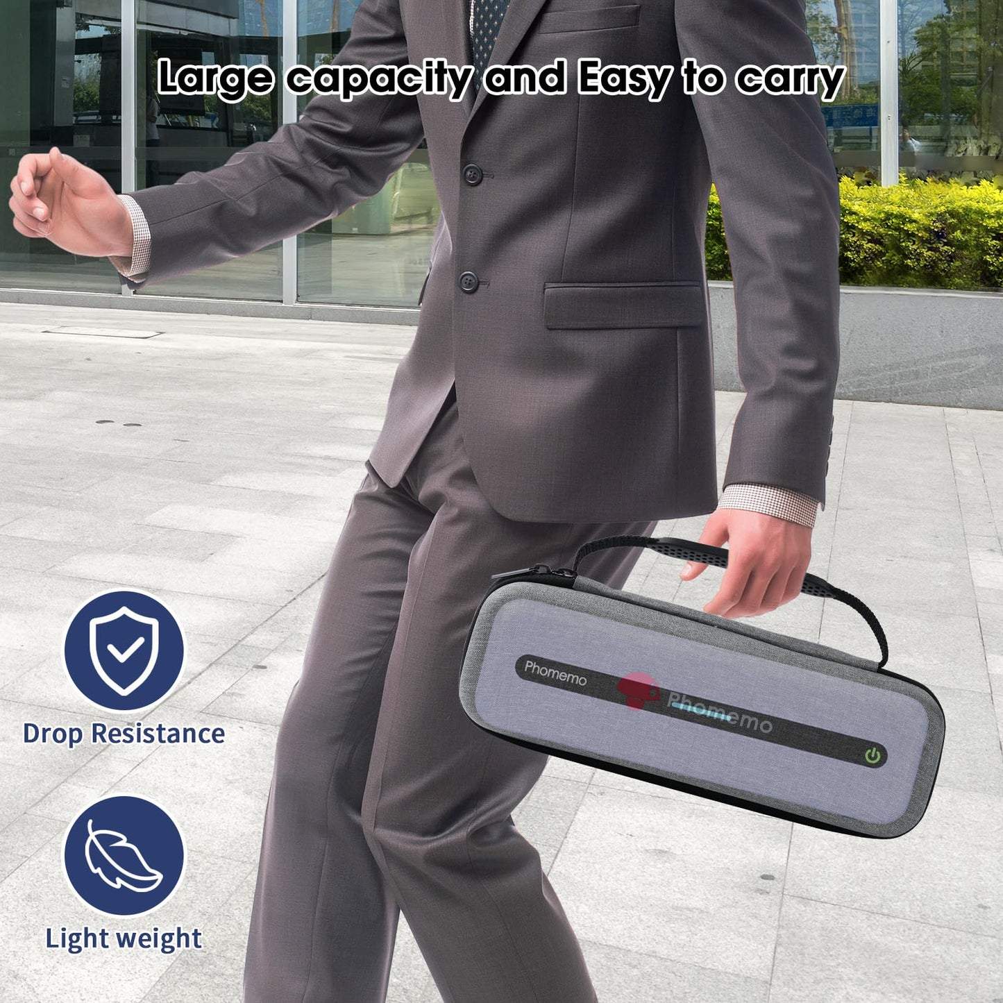 Phomemo Carrying Bag, Compatible with M832 Portable Printer, Storage Holder Paper & USB Cable, for Wireless Mobile Travel Printer(Box Only), Grey