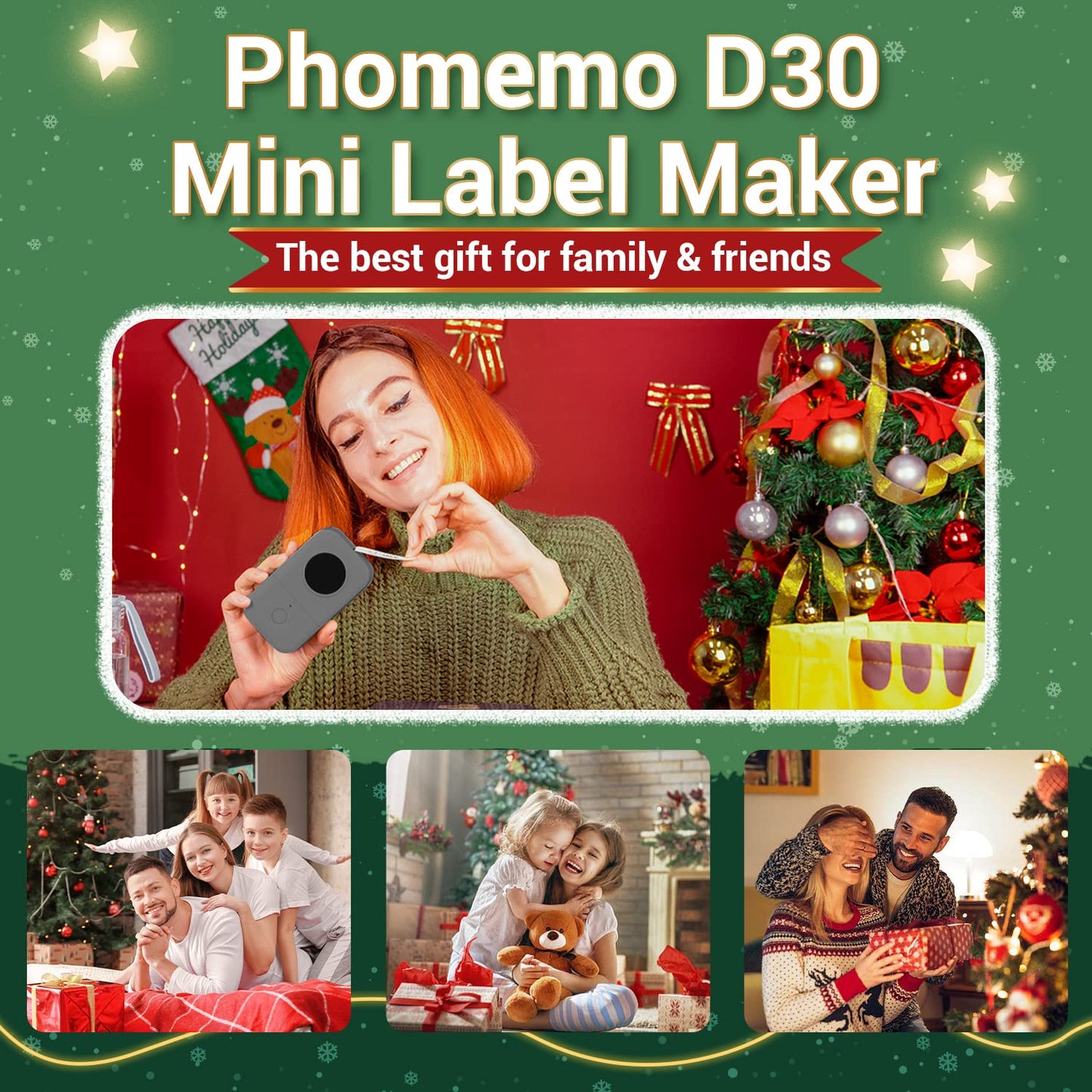 Phomemo D30 Etichettatrice Bluetooth, Mini Etichettatrice Etichette Adesive, Stampante Termica per iOS & Android,Bluetooth Stampante Etichette Autoadesive per La Casa, L'ufficio e la Scuola - Nero