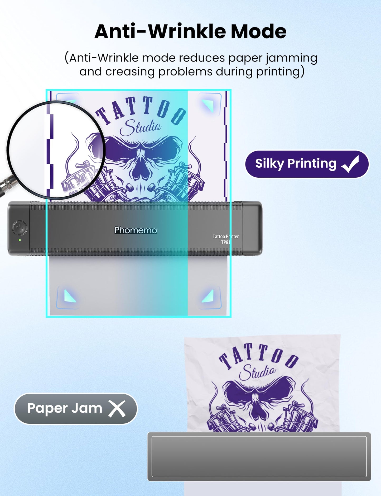 Phomemo Newly Upgrade TP81 Tattoo Stencil Printer, Wireless Stencil Printer for Tattooing, Suitable for Tattoo Artist/Beginner/Temporary Tattoo, Compatible with Phone, Tablet & PC, Grey