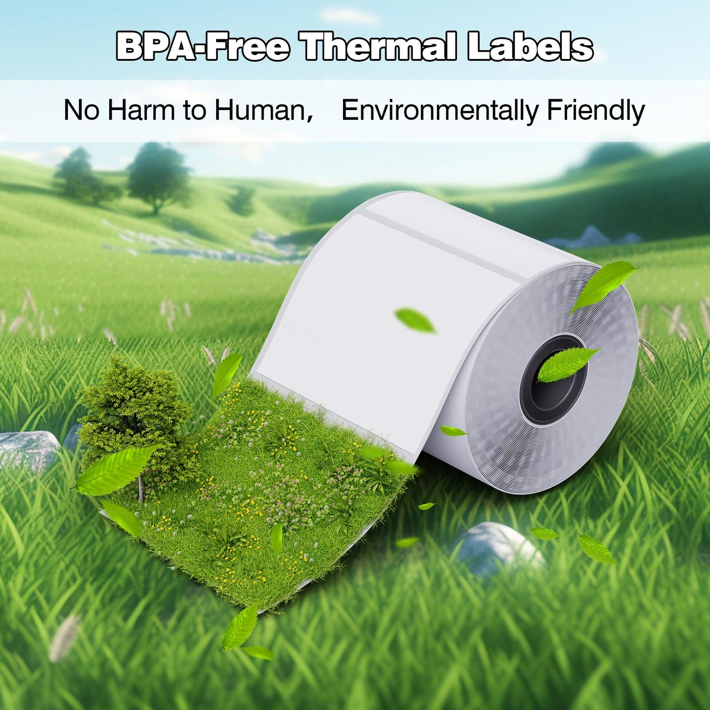3 Rolls Phomemo Thermal Labels- 1.57''x 1.57'' Sticker Label Compatible for Phomemo M110/M221/M220/M120/M200 Label Printer, for Barcode, Address, Mailing, Black on White