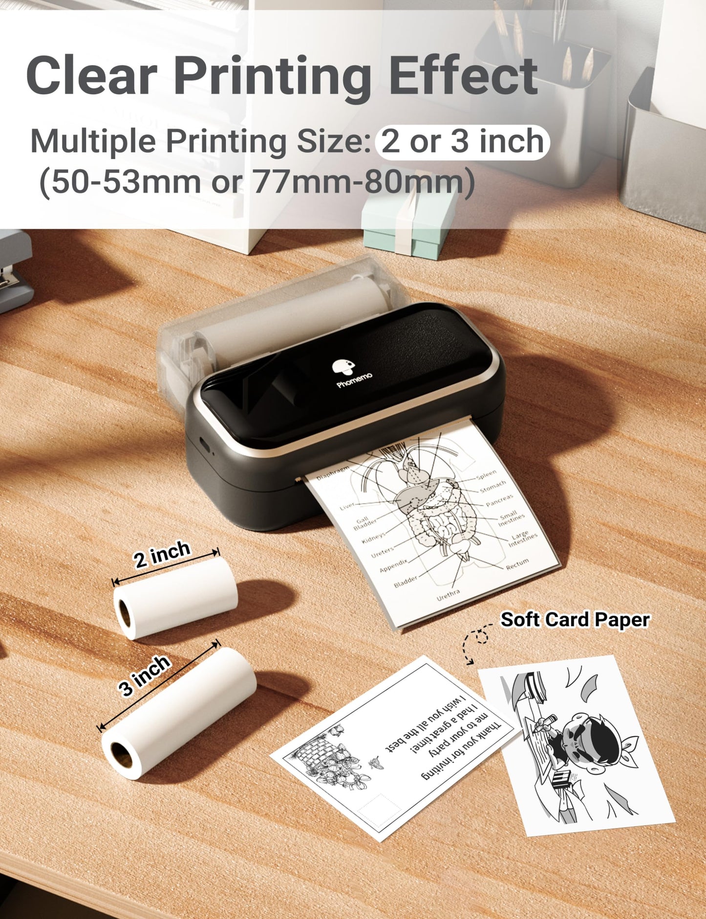 Phomemo TP31 Mini Imprimante Portable Thermique, Imprimante Etiquette Thermique-Etiquetteuse Autocollante Thermique avec Android et iOS pour Photo,Notes,Journal,Liste,M¨¦mo,Cadeaux Autocollants