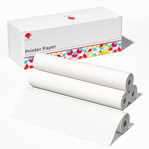 Phomemo Thermodruckpapier 4 Rollen, Kompatibel mit Phomemo M832/M834 Tragbarer Drucker für Reisen, Zuhause, Foto, 216x279 mm, US Letter Format Druckpapier, 25 Blatt/Rolle