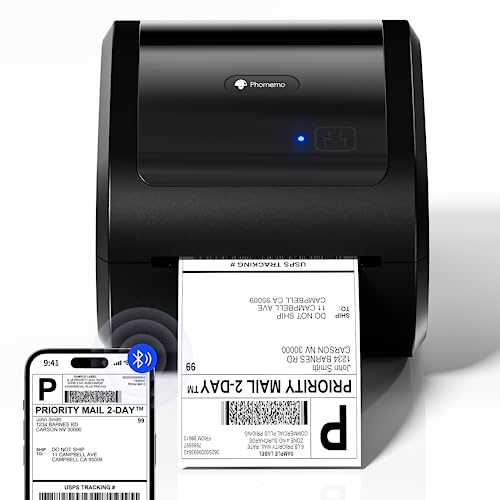 Phomemo Stampante per etichette Bluetooth, stampante termica DHL 4X6 per Mac/PC, stampante Bluetooth per codici a barre, Amazon, Etsy, Shopify, Royal Mail, DHL, FedEx, UPS