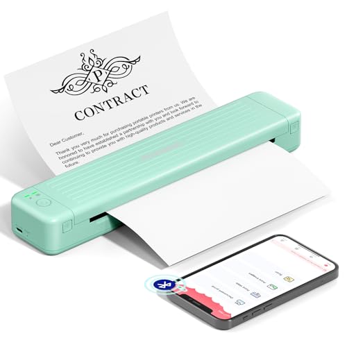 Phomemo P831 Thermodrucker, 300 DPI Mobiler Drucker A4 für Unterwegs, Bluetooth Drucker Kompatibel mit Android und iOS für Phone & Laptop, Monochrom Drucker Unterstützt 210 x 297 mm A4 Papier, Grün
