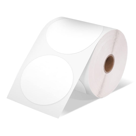 Phomemo 2'' Round Thermal Labels, Self-Adhesive Circle Sticker Printer Label, Circular Direct Thermal Printer Label for Thanks Card, Logo Design, Name/Price, Address, QR Code, 750 Labels/Roll, White