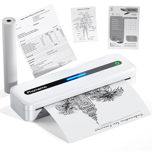 Phomemo Stampante Portatile, M832 Stampante Termica Monocromatica A4 per Viaggi, Lavoro, Casa, Stampante Senza Inchiostro Compatibile con Phone via Bluetooth, Windows e macOS via Cavo USB