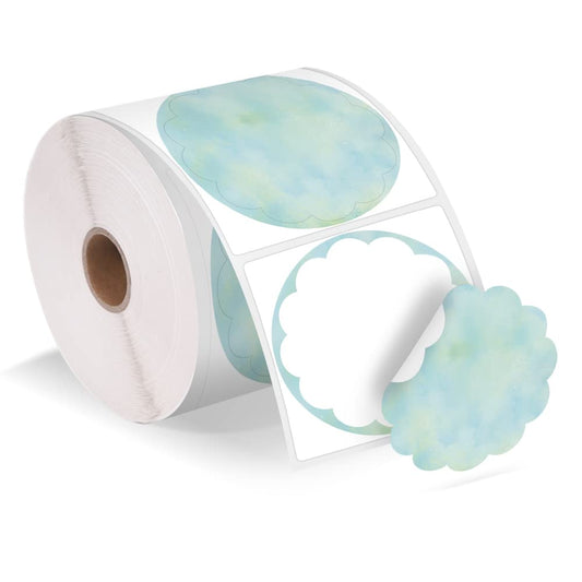 Etiqueta t¨¦rmica ondulada, pegatina autoadhesiva, pegatina de agradecimiento, logotipo, nombre, precio, direcci¨®n, C¨®digo qr, 500 etiquetas, degradado azul - verde