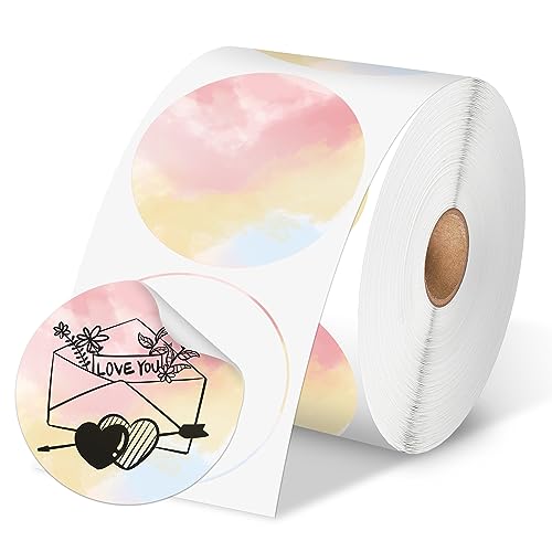Etiquetas adhesivas térmicas circulares de 2 pulgadas, etiquetas adhesivas multiusos para diseño de logotipo, código QR, etiqueta de nombre, 750 etiquetas/1 rollo2