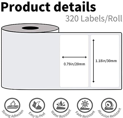 6 Rollen Phomemo M120/M110 Etiketten, 1.18''x 0.78'' (30 x 20 mm) Thermoetikettenpapier f¨¹r Phomemo M120/M110/M200/M220 Etikettendrucker, Wei?es Thermoetikett Papier f¨¹r Barcode, Adresse, Preis