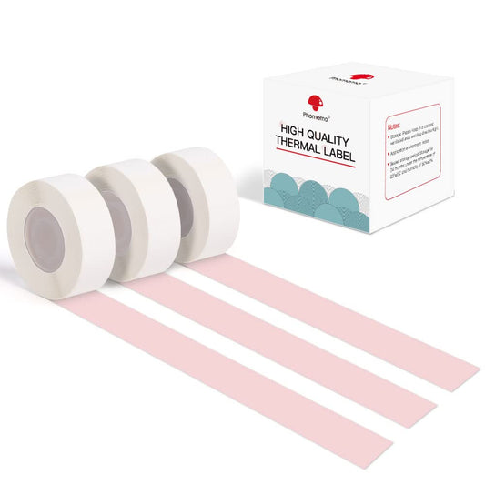 Phomemo D30 Continuous Label Tape - Pink Label Tapes, Thermal Labels for Kitchen, Files, Address, Gift and etc, 3 Rolls