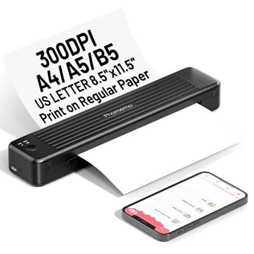 Phomemo P831 Imprimante Portable A4, 300DPI Imprimante Thermique Portable Bluetooth Compatible avec Android et iOS pour Voyages, Maison et Bureau, Prise en Charge du Papier Ordinaire A4