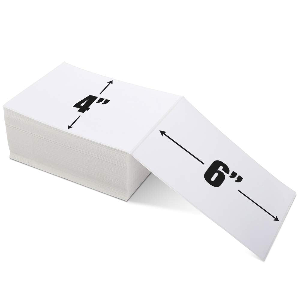 Phomemo 4x6 Thermal Paper Printer Label Thermal Direct Shipping Label Package Labels Compatible with Rollo Dymo Phomemo and Other 4 * 6 Label Printer (Pack of 500 4''x 6'' Fan-Fold Labels)