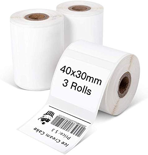 Phomemo thermal label paper, 3 rolls of multifunctional adhesive label, address label price tag, compatible with Phomemo M110 M200 Label Printer, 40x30mm, 230 Labels/Roll, 3 rolls total