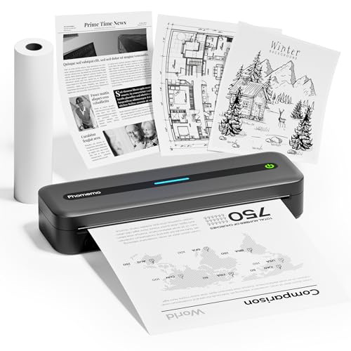 Phomemo Stampante Portatile A4, Stampante Termica M832 Compatibile con Android e iOS per Telefoni Cellulari e Laptop, Stampante Monocromatico Supporta Carta Termica A4, Gray