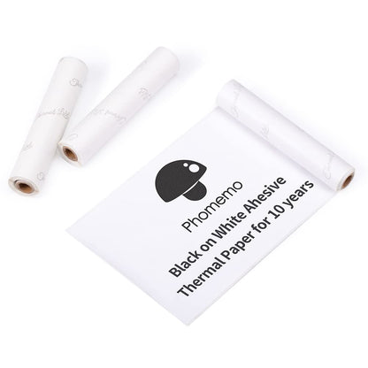 Phomemo White Adhesive Thermal Sticker Paper 107mm, Compatible With Phomemo M04S/M04AS Wireless Pocket Printer, Black Text, 3 Rolls