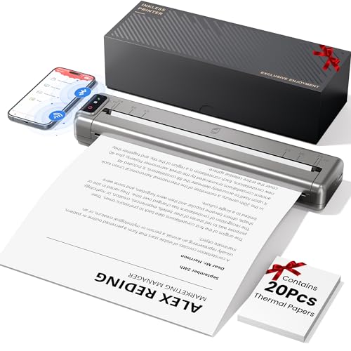 Phomemo Q302 Impresora Termica A4, Impresora Portatil Sin Tinta, Conexión Mediante WiFi, Bluetooth, USB, Admite Papel Térmico A4 (210x297 mm), B5 y A5, Impresora Portátil Movil, 300DPI
