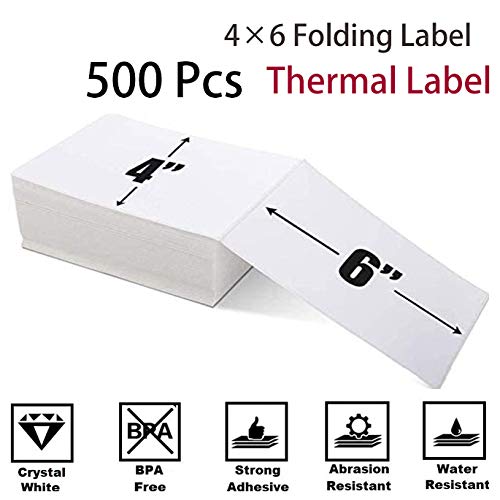 Phomemo 4x6 Thermoetikett, Thermoetikettendrucker Etikettenpapier Transportetikett Verpackungsetikett, kompatibel mit Rollo und allen anderen 4¡Á6 Etikettendruckern (500 rosa Faltetiketten)
