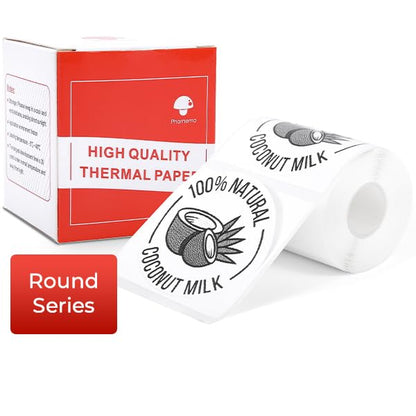 [180 pcs] Phomemo Labels Round Series for M110/M220/M221, White, 1.57''(40mm), 180 Labels/Roll, Original, All-Purpose Thermal Adhesive, for Name, Logo, etc, Also Made for Phomemo M120/M200 Labeler