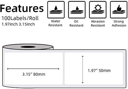 Phomemo 6 Rolls Label M110 Label,1.97''x3.15''(50x80mm), Multi-Purpose Self-Adhesive Thermal Label for Phomemo M110/M200/M120/M220/M221 Label Maker, 100 Labels/Roll,6 Rolls Multifunctional Labels