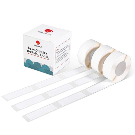 Phomemo Adhesive Labels for D30 Portable Thermal Bluetooth Label Maker, 3/8''X1 7/8'' (12mm X 50mm) 130 Labels/Roll, D30 Thermal Printing Label Paper, 3 Roll,White