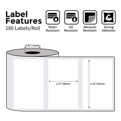 Phomemo 3 Roll 2.35''x 1.57'' Thermal Sticker Label Paper 180 Labels/Roll Compatible with M220, M200, M221 Label Printer, Strong Permanent Adhesive, for Customer Mailer, Address Label, Business Letter