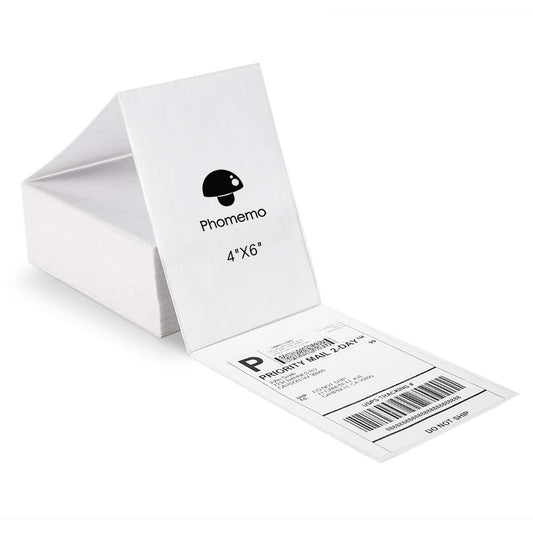 Phomemo 10 x 15 cm directe thermische etiketten, verzendlabels, verzendlabels, compatibel met alle koeriersbedrijven, compatibel met desktoplabelprinters, 500/thermovouwlabel