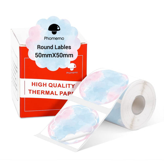 Phomemo Rouleau de 140 étiquettes rondes ondulées d'affichage de prix, nom, adresse, logo, code-barres pour imprimante thermique M110/M120/M200/M220/M221 Dégradé vert 50 x 50 mm