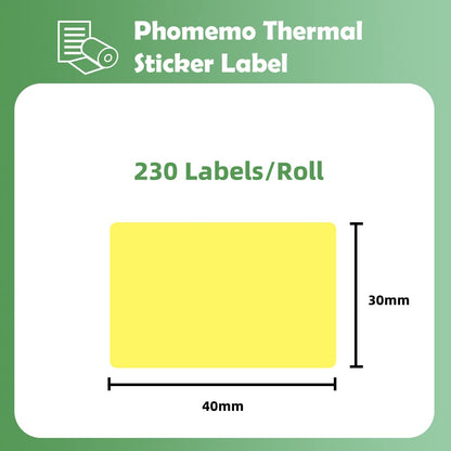 Etichette adesive per etichettatrice Phomemo M110, M120, M200, M220, M221 per stampare prezzo, nome, indirizzo, logo, codice a barre, 40 x 30 mm, colore: giallo (1 rotolo)