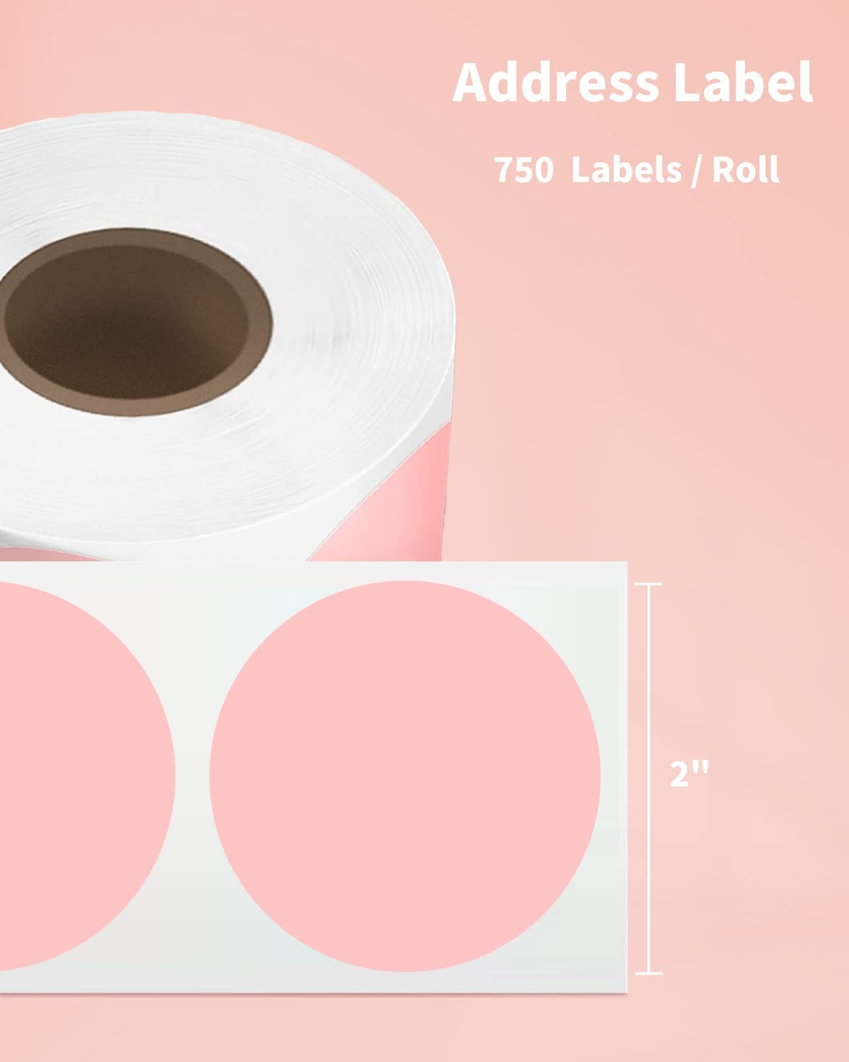 éTiquettes D'ExpéDition Rondes Roses De 50'' * 50'' Pour Imprimante D'éTiquettes D'ExpéDition 4xl, éTiquettes Autocollantes Pour Imprimante Thermique, Compatibles Avec Munbyn, Phomemo, Polono, Sans Bpa