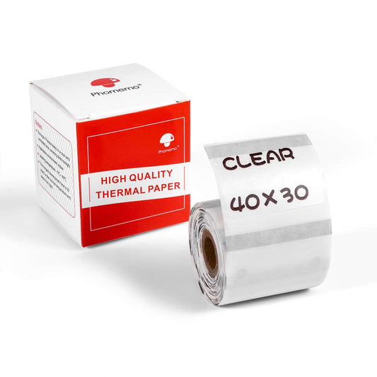 Phomemo Transparent Label, Multifunctional Adhesive Transparent Label Thermal Label, 40mm x 30mm, 230 Labels/Roll, Compatible With Phommeo M200 M110 M120 M220 M221 Label Printer