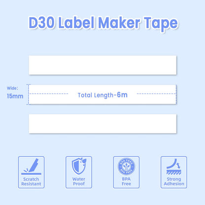 Phomemo D30 Continuous Label Tape - White Label Tapes, Thermal Labels for Kitchen, Files, Address, Gift and etc, 3 Rolls