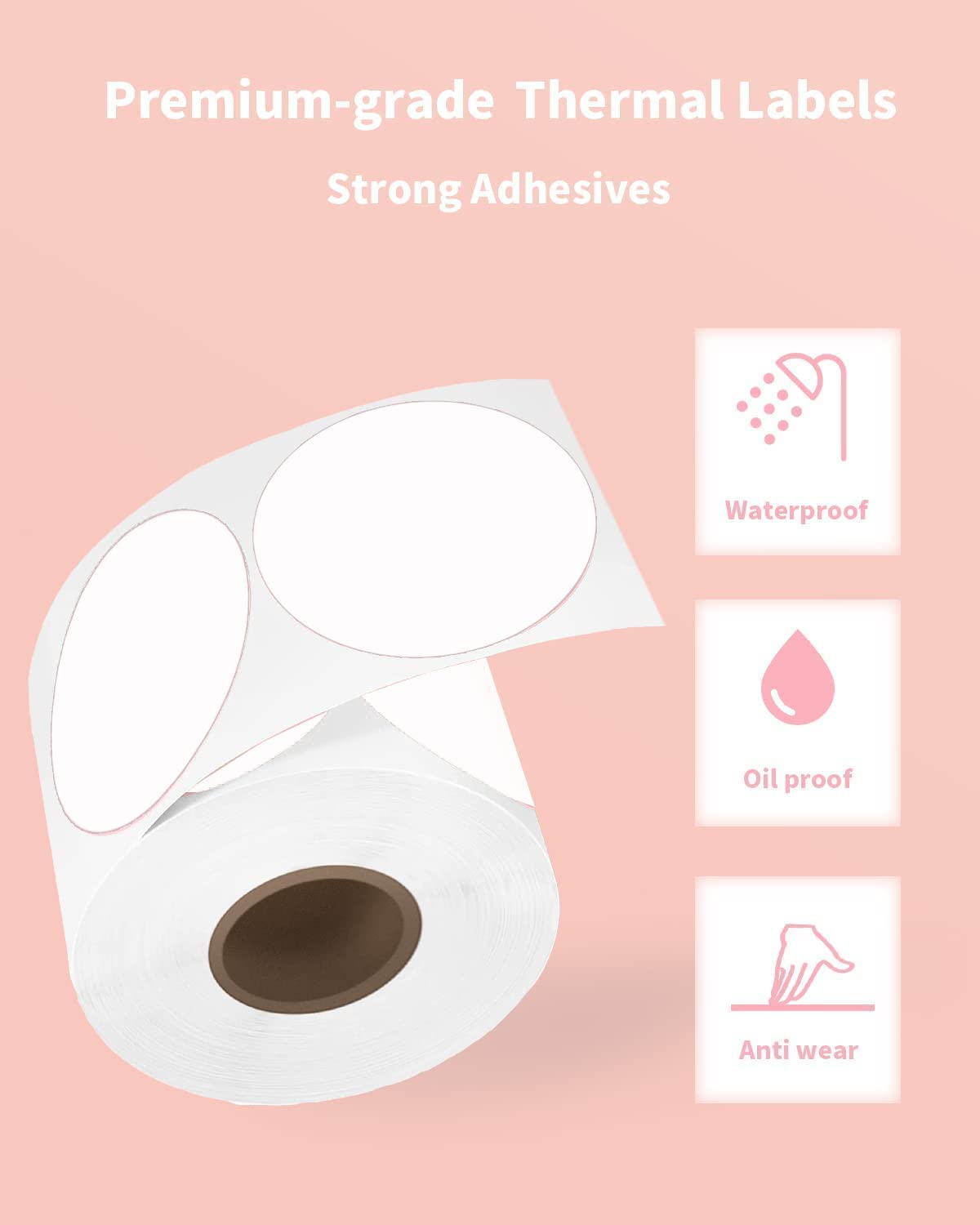 éTiquettes D'ExpéDition Rondes Blanc De 50'' * 50'' Pour Imprimante D'éTiquettes D'ExpéDition 4xl, éTiquettes Autocollantes Pour Imprimante Thermique, Compatibles Avec Munbyn, Phomemo, Polono, Sans Bpa