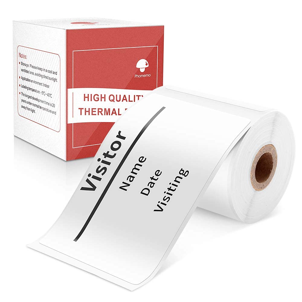 Multi-Purpose Square Self-Adhesive Label for Phomemo M110/M200 Label Printer,1.97''x3.15''(50x80mm),100 Labels/Roll, Black on White
